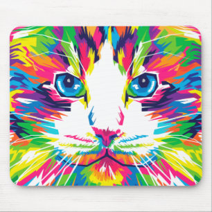 Kleurrijke katten kunst esthetische kat Afbeelding Muismat