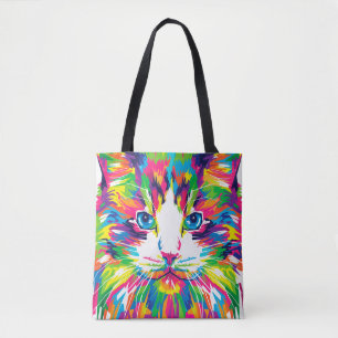 Kleurrijke katten kunst esthetische kat Afbeelding Tote Bag