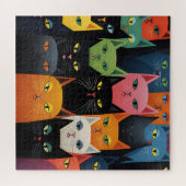 KLEURRIJKE KATTEN KUNST GROOT LEGPUZZEL (Horizontaal)