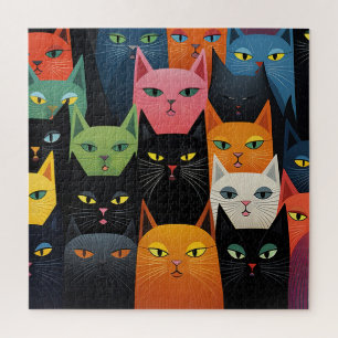 KLEURRIJKE KATTEN KUNST GROOT LEGPUZZEL