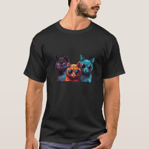 kleurrijke katten met zonnebril voor heren T-Shirt