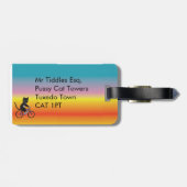 Kleurrijke katten op fietsstaafjes op motorfietsen bagagelabel (Achterkant horizontaal)