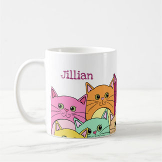 Kleurrijke katten op maat koffiemok