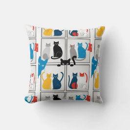 Kleurrijke Katten Patchwork Spin Kussen