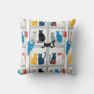 Kleurrijke Katten Patchwork Spin Kussen