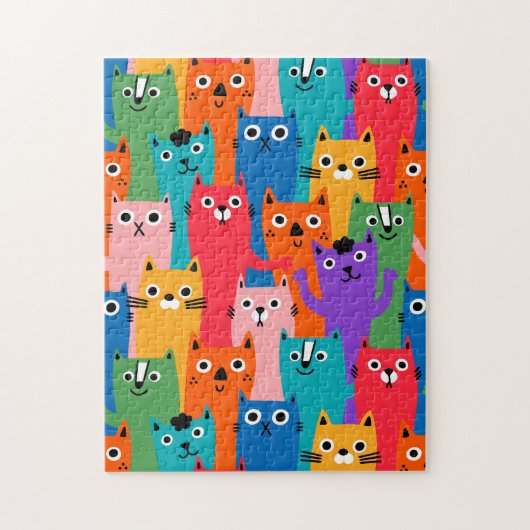 Kleurrijke katten patroon legpuzzel (Verticaal)