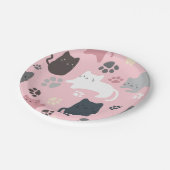 Kleurrijke Katten Paws Patroon Roze Achtergrond Pa Papieren Bordje (Gekanteld)