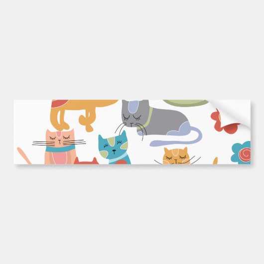 Kleurrijke katten printcadeaus voor kattenbroodjes bumpersticker (Voorkant)