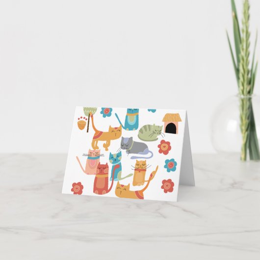 Kleurrijke katten printcadeaus voor kattenbroodjes kaart (Voorkant)