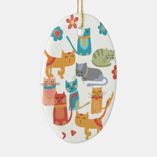 Kleurrijke katten printcadeaus voor kattenbroodjes keramisch ornament (Rechts)