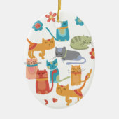 Kleurrijke katten printcadeaus voor kattenbroodjes keramisch ornament (Voorkant)
