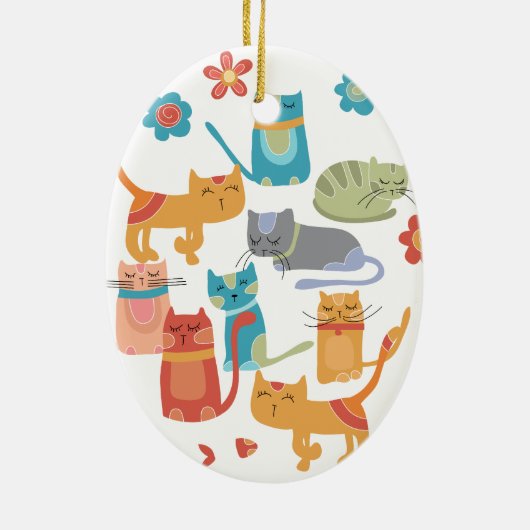 Kleurrijke katten printcadeaus voor kattenbroodjes keramisch ornament (Achterkant)