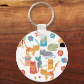 Kleurrijke katten printcadeaus voor kattenbroodjes sleutelhanger (Voorkant)