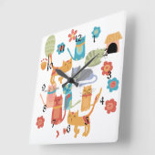 Kleurrijke katten printcadeaus voor kattenbroodjes vierkante klok (Hoek)