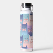 Kleurrijke Katten & Roze strikken, Waterverf Geper Waterfles (Achterkant)