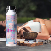 Kleurrijke Katten & Roze strikken, Waterverf Geper Waterfles