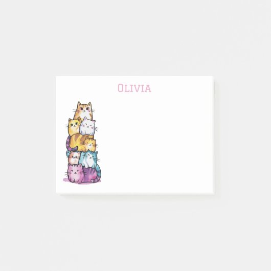 Kleurrijke Katten Schattigee Waterverf Grappige Ka Post-it® Notes (Voorkant)