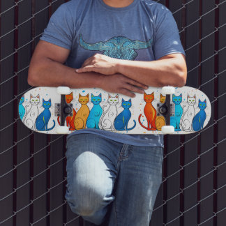 Kleurrijke Katten Skateboard Deck voor Kattenliefh