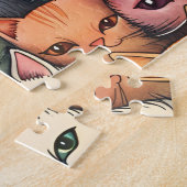 Kleurrijke katten speelse Doodle Legpuzzel (Zijkant)