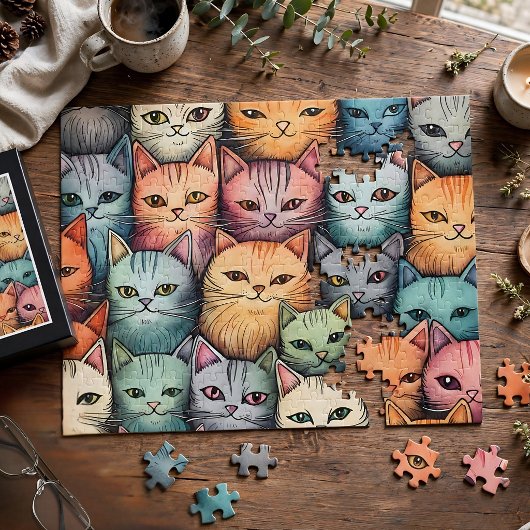 Kleurrijke katten speelse Doodle Legpuzzel