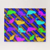 Kleurrijke Katten strepen en polkadots Dierlijke k Legpuzzel (Horizontaal)