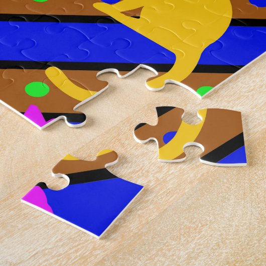 Kleurrijke Katten strepen en polkadots Dierlijke k Legpuzzel (Zijkant)