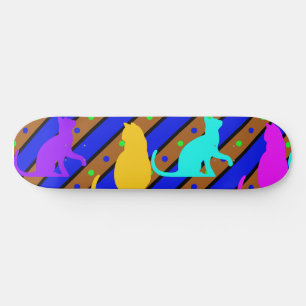 Kleurrijke Katten strepen en polkadots Dierlijke k Persoonlijk Skateboard