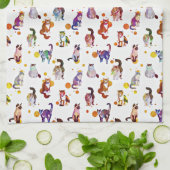 Kleurrijke katten theedoek (Gevouwen)