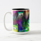 Kleurrijke katten tweekleurige koffiemok (Links)