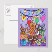 Kleurrijke katten verjaardag briefkaart (Voorkant / Achterkant)
