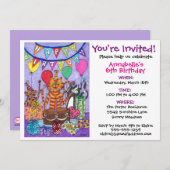 Kleurrijke katten verjaardagsfeestje kaart (Voorkant / Achterkant)