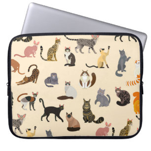 Kleurrijke katten: verschillende rassen patroon laptop sleeve