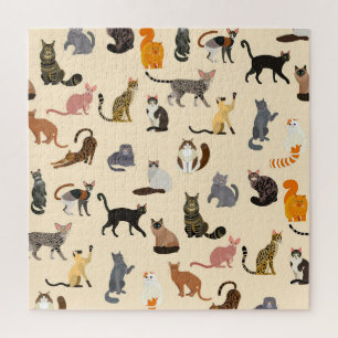 Kleurrijke katten: verschillende rassen patroon legpuzzel