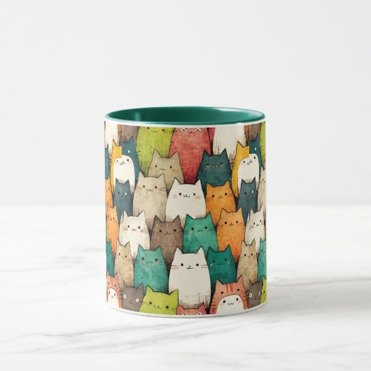 Kleurrijke katten | Verticale Cartoon Art Mok (Midden)