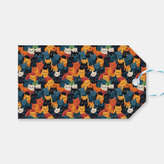 Kleurrijke katten vol slapen cadeaulabel (Voorkant (Horizontaal))