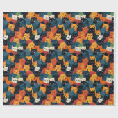 Kleurrijke katten vol slapen cadeaupapier (Vlak)