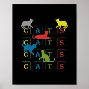 kleurrijke katten voor kattendeksels en kattereder poster
