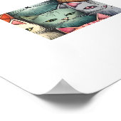 Kleurrijke Katten Whimsical Doodle unframed Poster (Hoek)