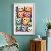 Kleurrijke Katten Whimsical Doodle unframed Poster