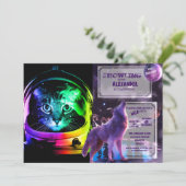 Kleurrijke kattenastronaut kaart (Staand voorkant)