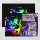 Kleurrijke kattenastronaut kaart (Voorkant / Achterkant)
