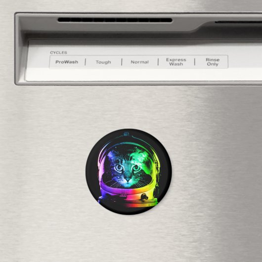 Kleurrijke kattenastronaut magneet (Insitu (Vaatwasser))