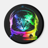 Kleurrijke kattenastronaut magneet (Voorkant)