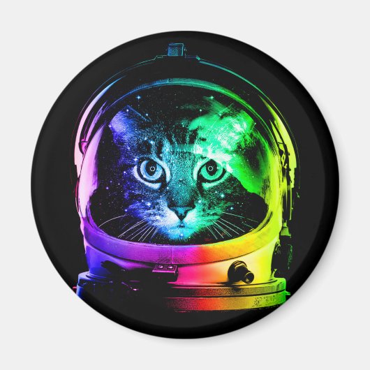 Kleurrijke kattenastronaut magneet (Voorkant)