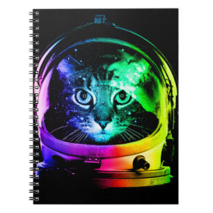 Kleurrijke kattenastronaut notitieboek