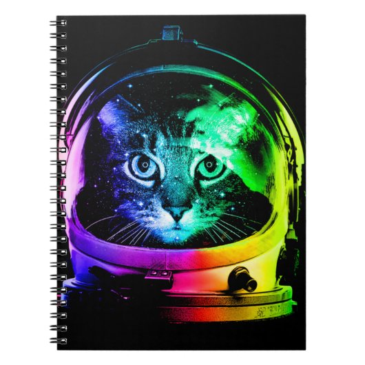 Kleurrijke kattenastronaut notitieboek (Voorkant)