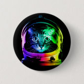 Kleurrijke kattenastronaut ronde button 5,7 cm (Voorkant)