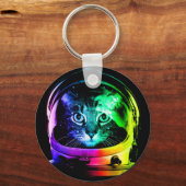 Kleurrijke kattenastronaut sleutelhanger (Voorkant)