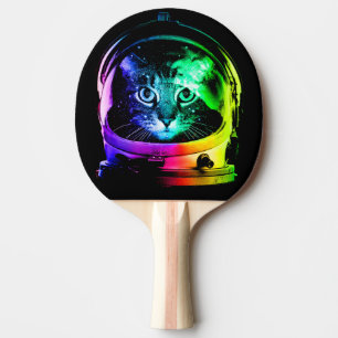 Kleurrijke kattenastronaut tafeltennisbatje