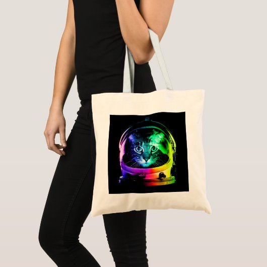 Kleurrijke kattenastronaut tote bag (Voorkant (product))